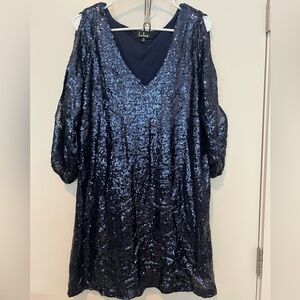 Lulus Navy Blue Sequin Dress Holiday, Party